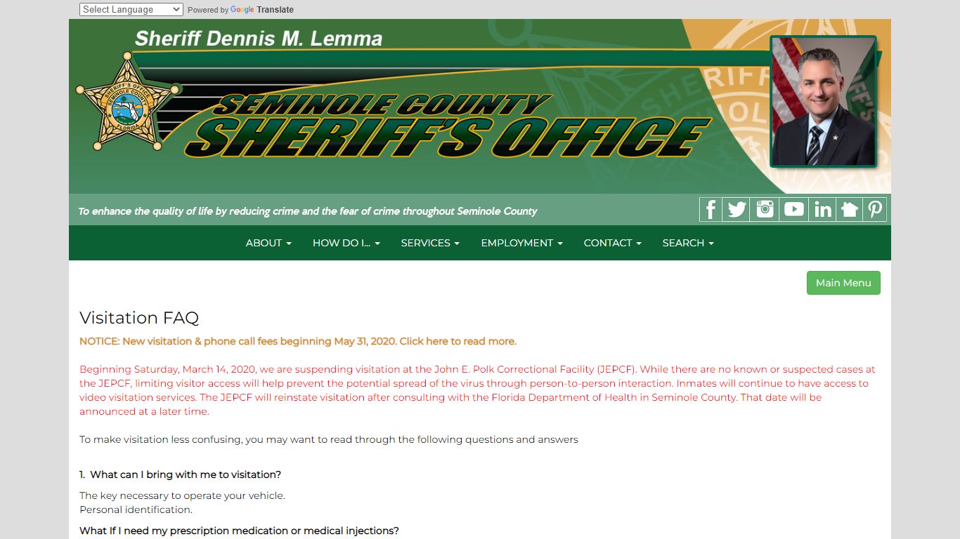 Visitation FAQ - Seminole County Sheriff's Office