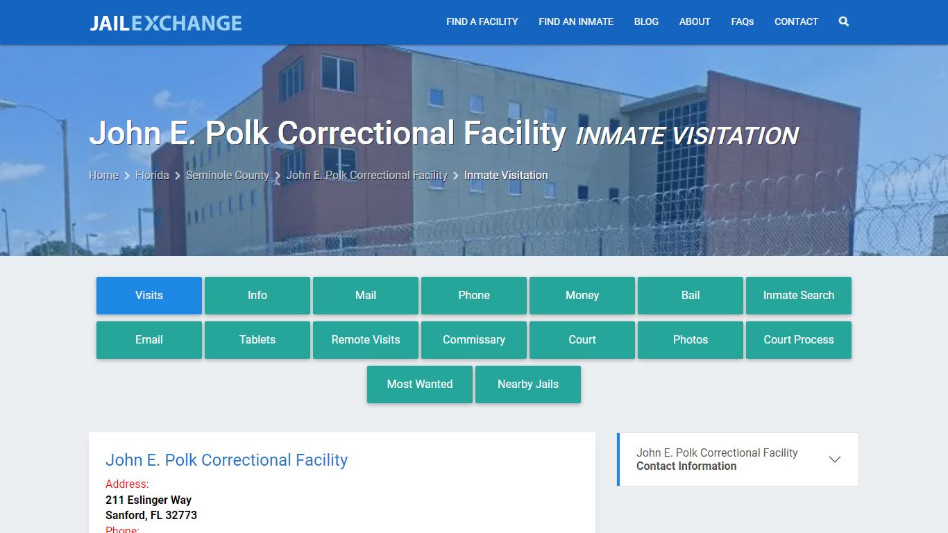 Inmate Visitation - John E. Polk Correctional Facility, FL - Jail Exchange