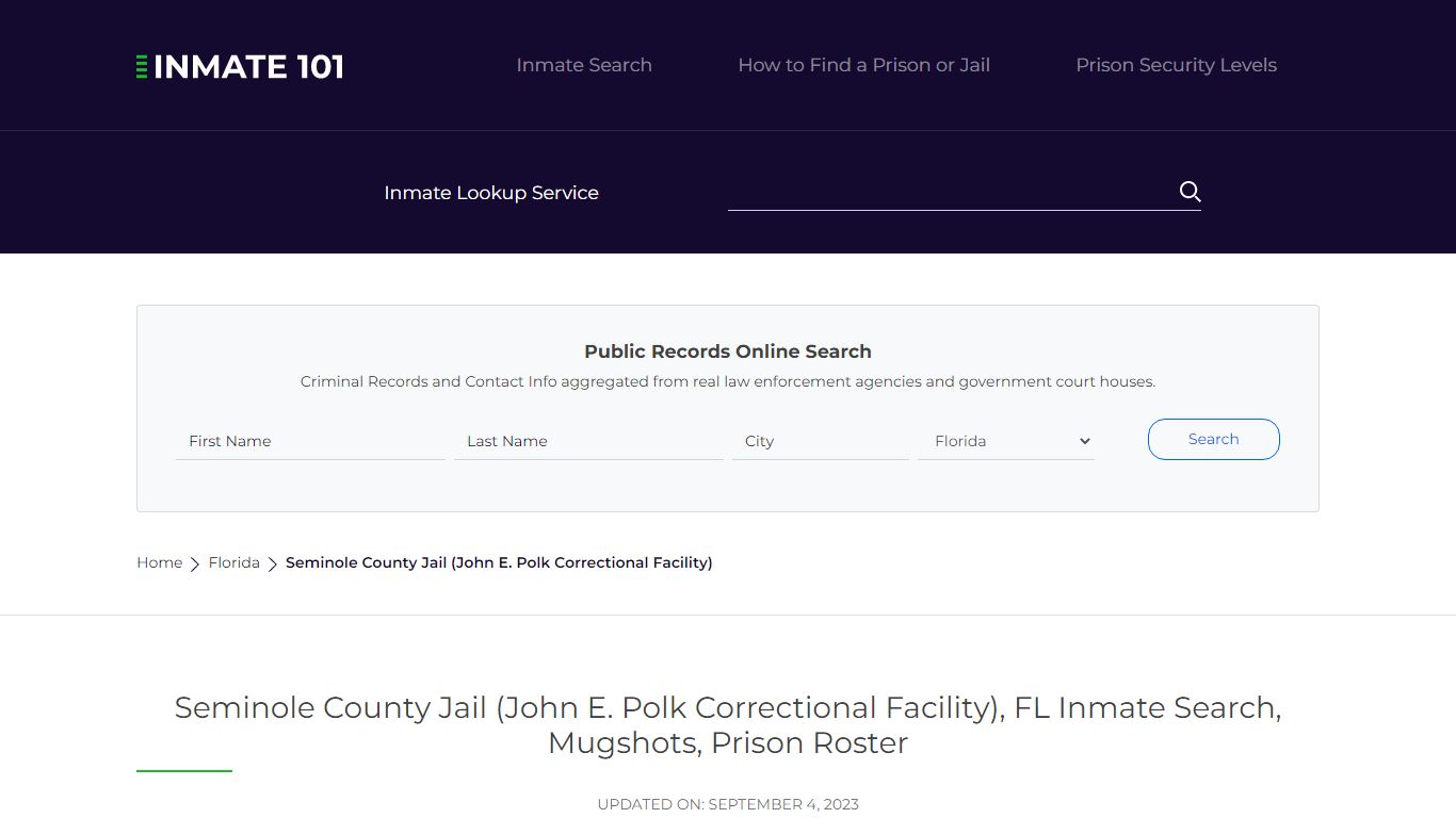 Seminole County Jail (John E. Polk Correctional Facility) - Inmate101